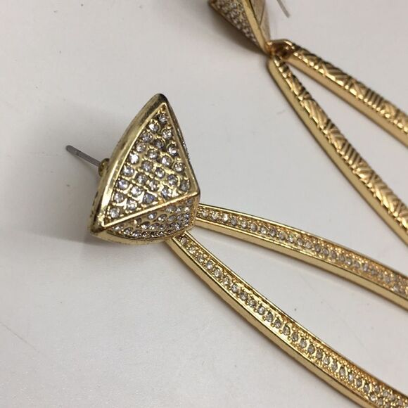 House of Harlow 1960 Mesa Door Knocker Gold Tone & Rhinestone Earrings - Picture 11 of 14